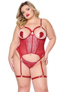 Spicy red cupless bustier lingerie set - Christmas 2024