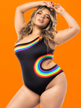 Pride one shoulder side cut out bodysuit