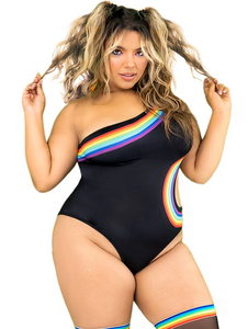 Pride one shoulder side cut out bodysuit