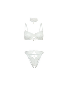 Gorgeous bridal bralette set with a lace choker and a pearl