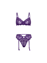 Luxurious purple lace bra set