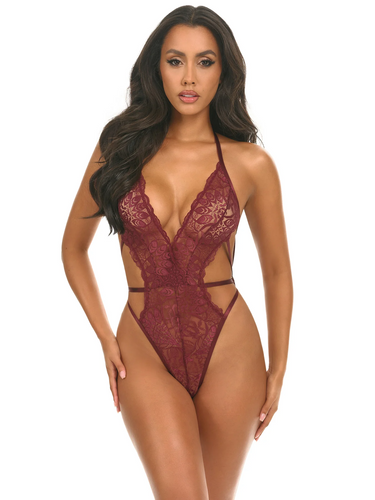 Luxurious Burgundy Lace Bodysuit