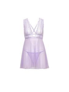 Sensual sheer lavender babydoll set