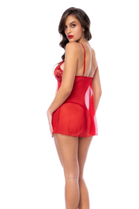 Sensual red babydoll set with sequins