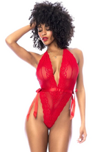 Seductive high-cut bodysuit with satin bow