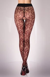 Stunning Crotchless tights with All-Over Design