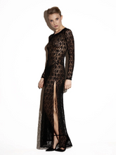 Stylish long lace black dress