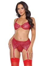 Sexy red bralette set with garters - Christmas 2024