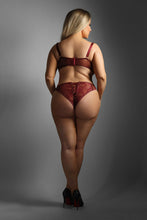 Sensual Burgundy Lace-up Bra & Crotchless Panty