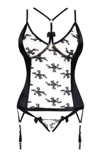 Stunning corset with black floral pattern