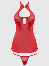 Dragon Mesh & Applique Chemise Set Red