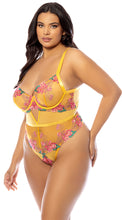 Luxurious boudoir yellow floral bodysuit