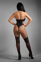 Opaque and Fishnet High Neck Crotchless Bodystocking