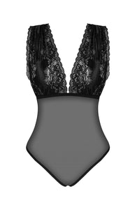 Classy boudoir black lace bodysuit