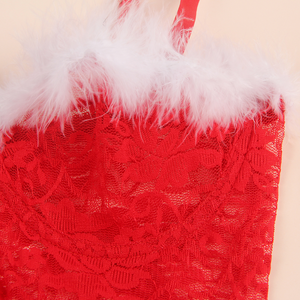 Festive red lace babydoll set