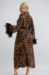 Striking animal-print sheer robe