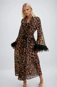 Striking animal-print sheer robe