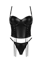 Black wet look lingerie set