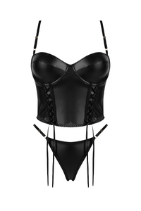 Black wet look lingerie set