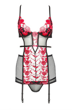 Sensual chemise with ruby floral embroidery