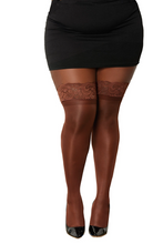 Sheer Thigh High Stockings with Stay Up Tops Espresso