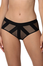 Sensual black and beige mesh high waisted brief