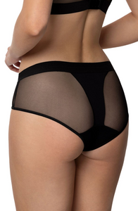 Sensual black and beige mesh high waisted brief