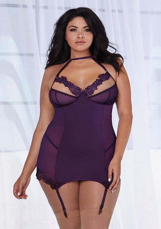 Sexy plum garter slip