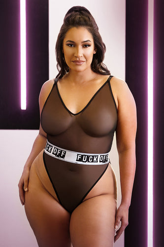 Naughty Plus size cheeky mesh bodysuit